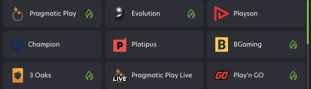 Top providers in Australia: Pragmatic Play, Evolution, Playson etc